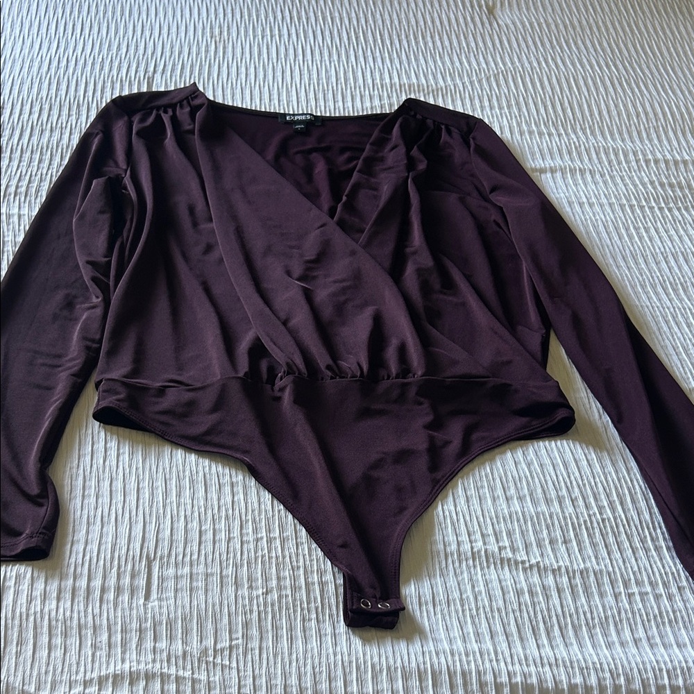 Express Deep Purple Wrap Bodysuit